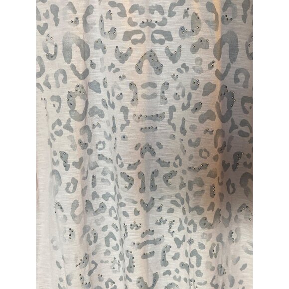 APT 9 Pink Top Gray Leopard Print Silver Stud SS Women L Flowy Bottom - Picture 3 of 6